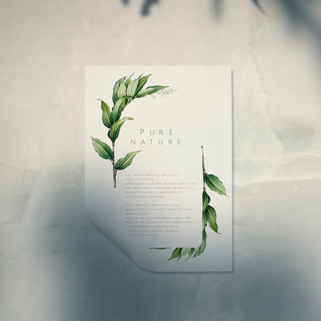 Free PSD | Ready to use poster mockup with a leaf