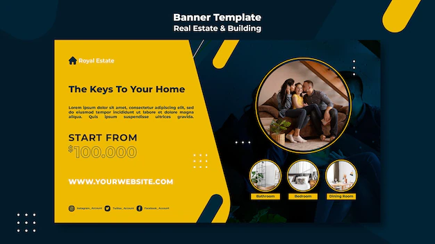 Free PSD | Real estate horizontal banner template