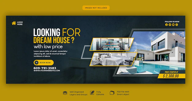 Free PSD | Real estate house property facebook cover banner template