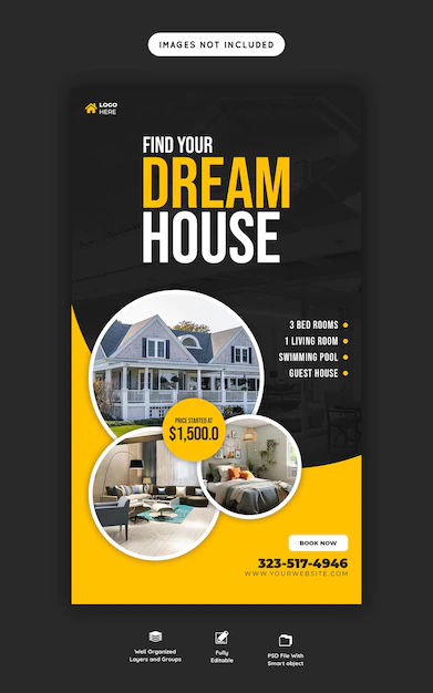 Free PSD | Real estate house property instagram and facebook story template