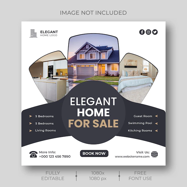 Free PSD | Real estate house property social media or instagram post template