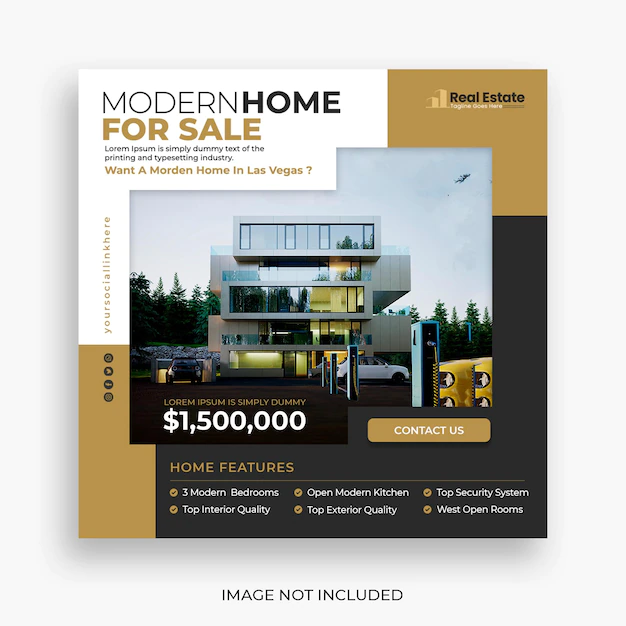 Free PSD | Real estate house social media post or square banner template