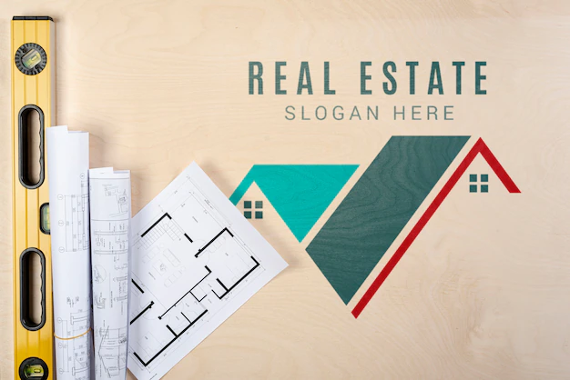 Free PSD | Real estate slogan with building plans