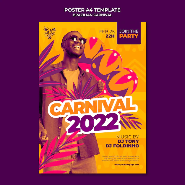Free PSD | Realistic brazilian carnival poster template