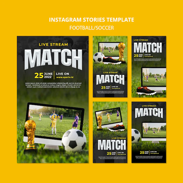 Free PSD | Realistic football instagram template design