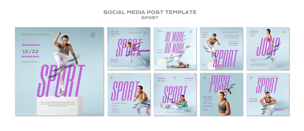 Free PSD | Realistic sport design instagram posts template