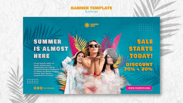 Free PSD | Realistic summer banner design template