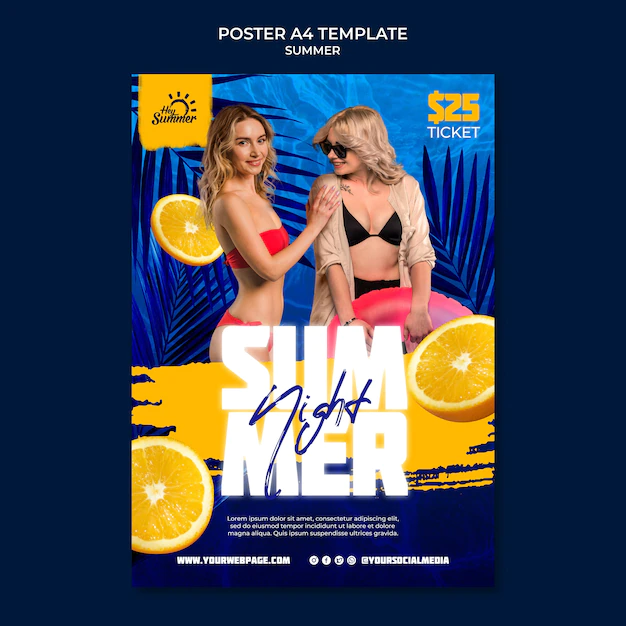 Free PSD | Realistic summer poster design template