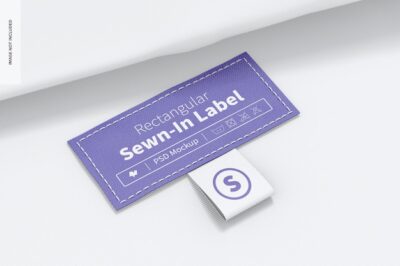 Free PSD | Rectangular sewn-in label mockup, perspective