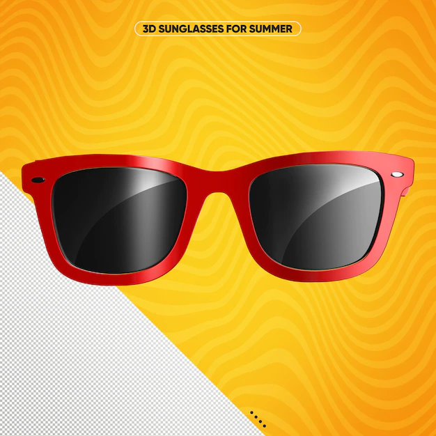 Free PSD | Red front sunglasses with black lenses
