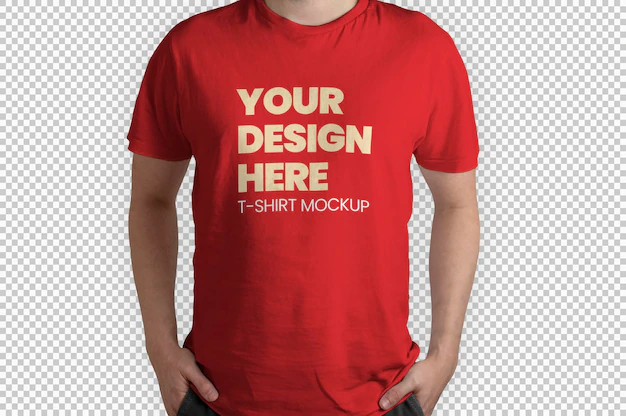 Free PSD | Red t shirt model front view mockup red t shirt model front view mockup