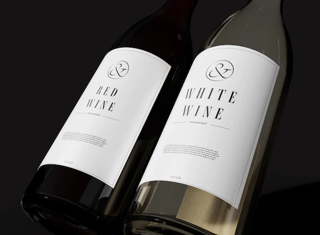 Free PSD | Red white wine mockup