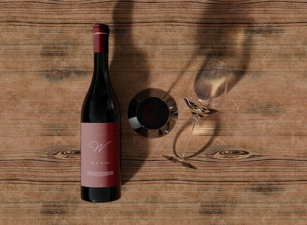 Free PSD | Red wine mockup