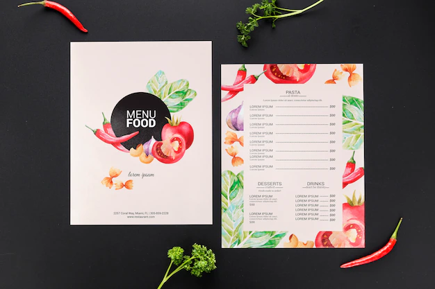 Free PSD | Restaurant menu concept mockup