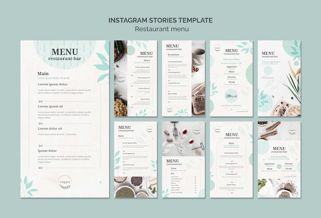 Free PSD | Restaurant menu instagram stories templates