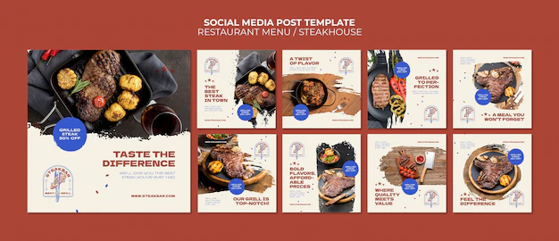 Free PSD | Restaurant menu social media post templates