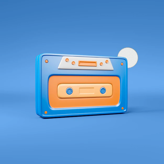 Free PSD | Retro cassette tape icon isolated 3d render illustration