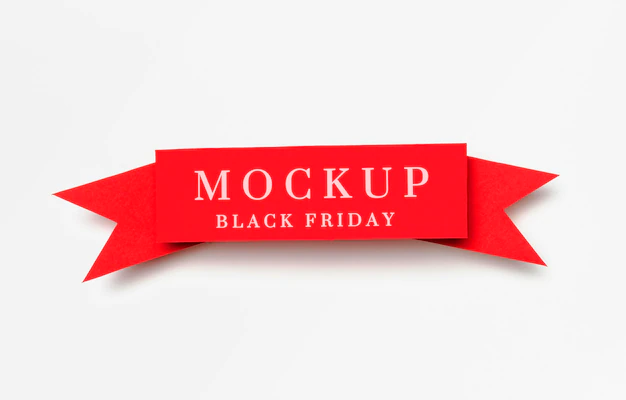 Free PSD | Ribbon on white background black friday sales mock-up