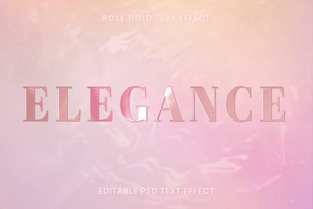 Free PSD | Rose gold text effect psd editable template