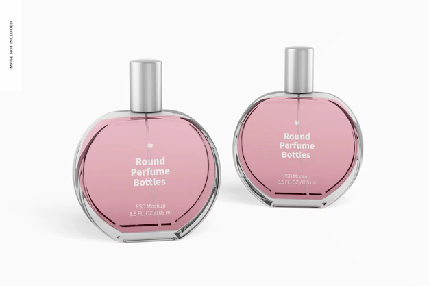 Free PSD | Round perfume bottles mockup