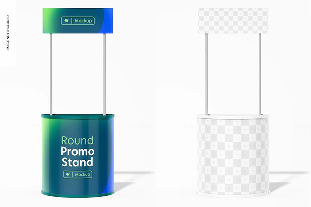 Free PSD | Round promo stand mockup, front view
