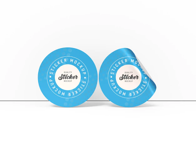 Free PSD | Round shape sticker mockup