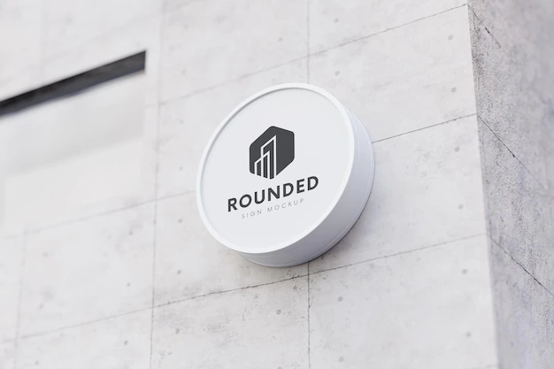 Free PSD | Round signboard mockup