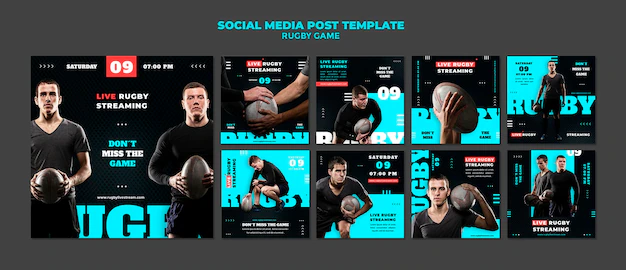 Free PSD | Rugby game social media post design template