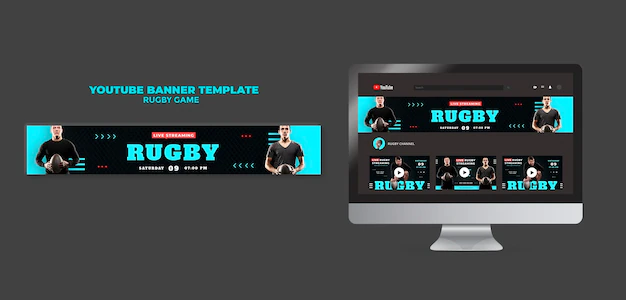 Free PSD | Rugby game youtube banner design template