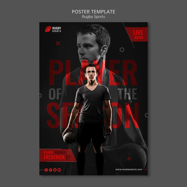 Free PSD | Rugby player poster template