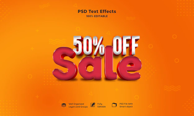 Free PSD | Sale 3d text effect