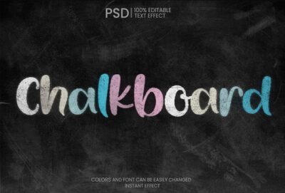 Free PSD | School colored chalkboard text effect