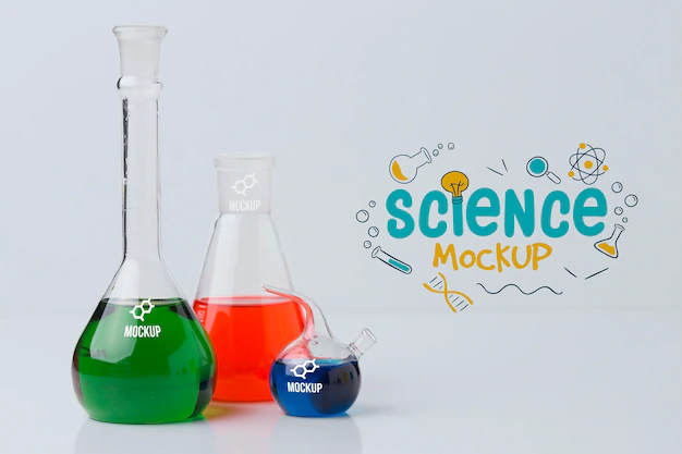 Free PSD | Science elements arrangement with wall mock-up