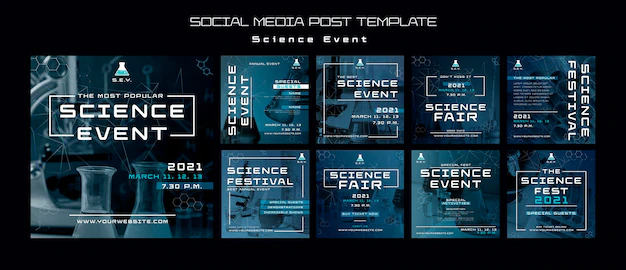 Free PSD | Science event instagram posts template