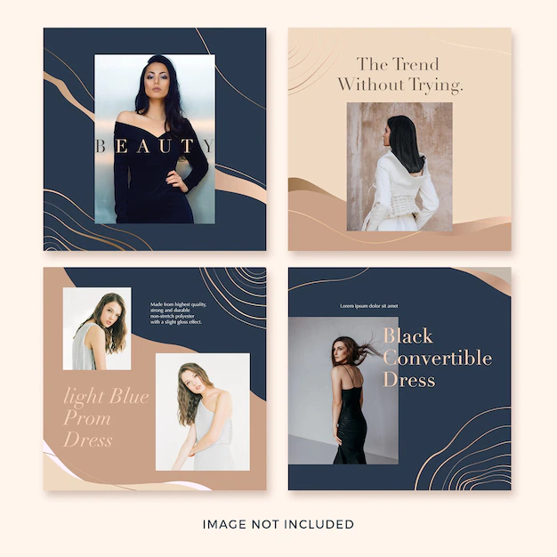 Free PSD | Set of fashion square banner template
