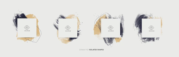 Free PSD | Set of square frames on watercolor brushstrokes