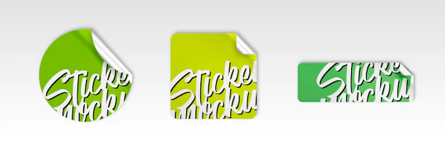 Free PSD | Set of three modern stickers mockup