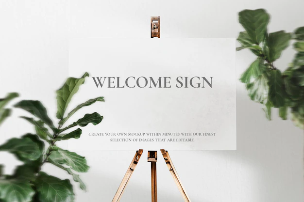 Free PSD | Signboard mockup psd on an easel