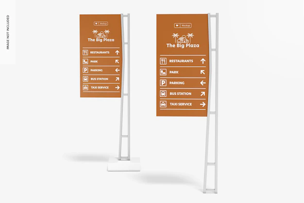 Free PSD | Signs with metallic stand mockup