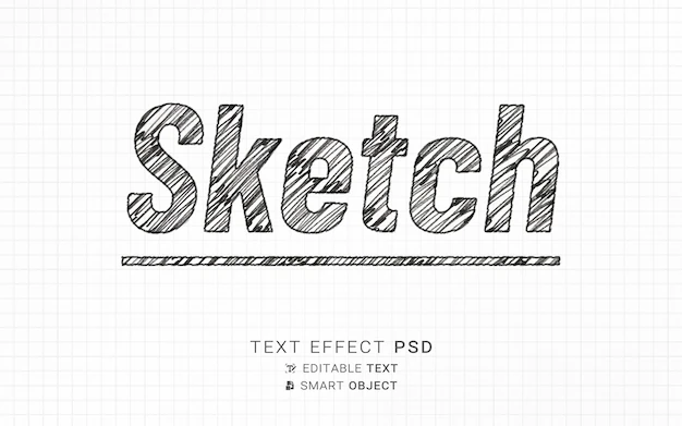 Free PSD | Sketch text effect design template