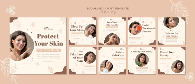 Free PSD | Skin care social media posts