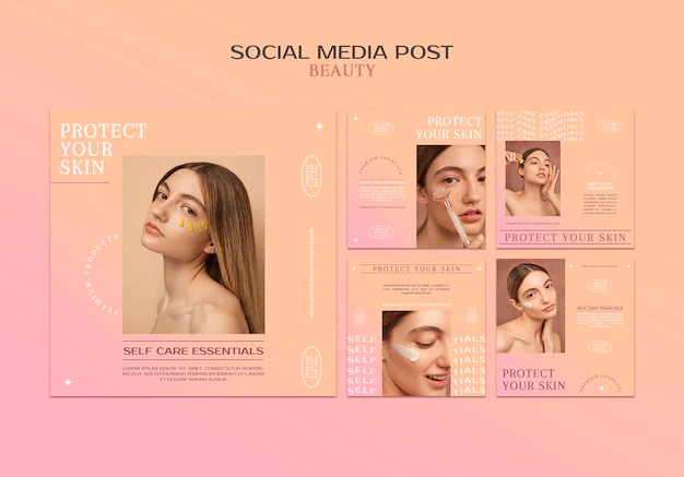 Free PSD | Skincare products social media posts