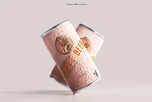 Free PSD | Small beer cans with condensation effect
