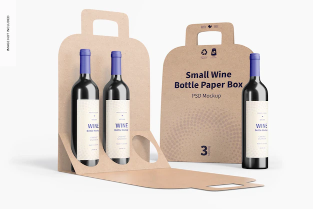 Free PSD | Small wine bottle paper boxes mockup