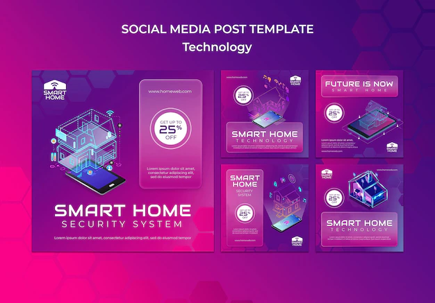 Free PSD | Smart home social media posts