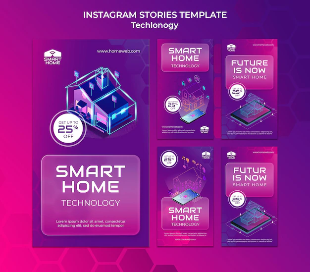 Free PSD | Smart home social media stories