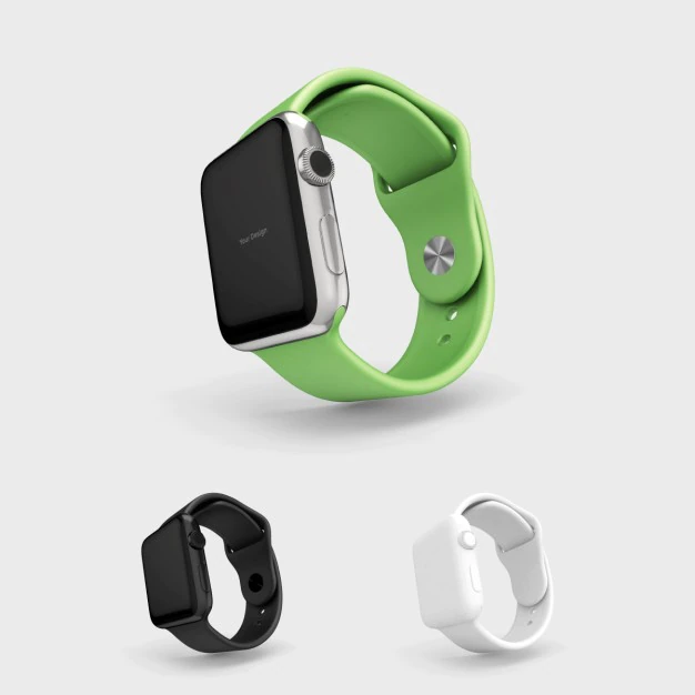 Free PSD | Smartwatch mock up with green watchstrap