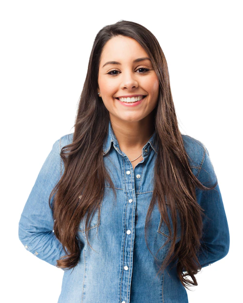 Free PSD | Smiling young woman with hands on her back