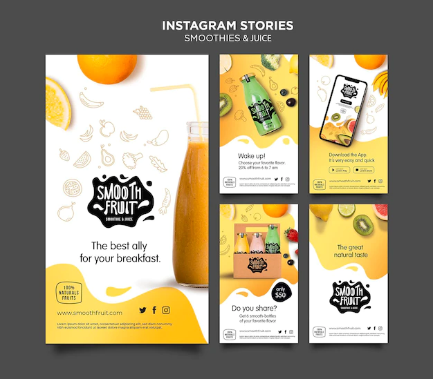 Free PSD | Smoothie bar instagram stories template