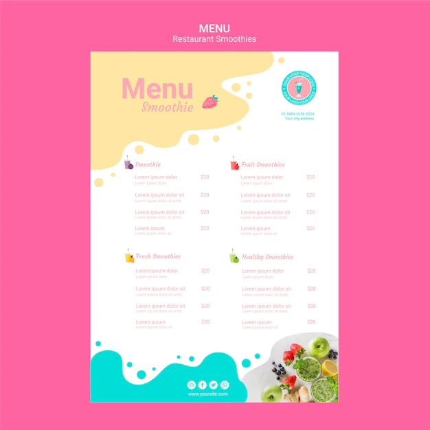 Free PSD | Smoothie restaurant menu template